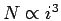 $N \propto
i^3$