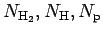 $N_{{\rm H}_2}, N_{\rm H}, N_{\rm p}$