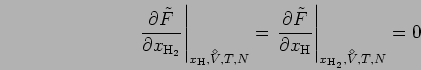 \begin{displaymath}
\left. \frac{\partial \tilde{F}}{\partial x_{{\rm H}_2}}\rig...
..._{x_{{\rm H}_2},{V^{\!\!\!\!\!\!\!\;\,^{^\diamond}}},T,N}
=
0
\end{displaymath}