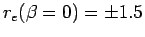 $r_e(\beta =0)=\pm 1.5$