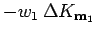 $\displaystyle - w_1 \: \Delta K_{{\bf m}_1}$