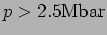 $p>2.5 \rm Mbar$
